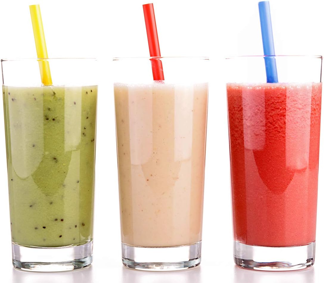 Comfy Package, [100 Count] Jumbo Plastic Smoothie Straws - 8.5" High - Assorted Colors