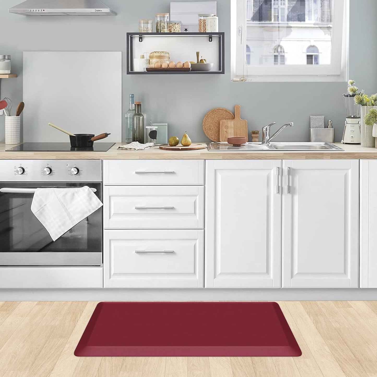 KitchenClouds Kitchen Mat Cushioned Anti Fatigue Rug 17.3"x28" Waterproof, Non Slip, Standing and Comfort Desk/Floor Mats for House Sink Office (Black)