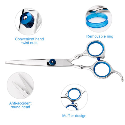 Hair Cutting Scissors Professional Home Haircutting Barber/Salon Thinning Shears Kit with Comb and Case for Men/Women (Silver)