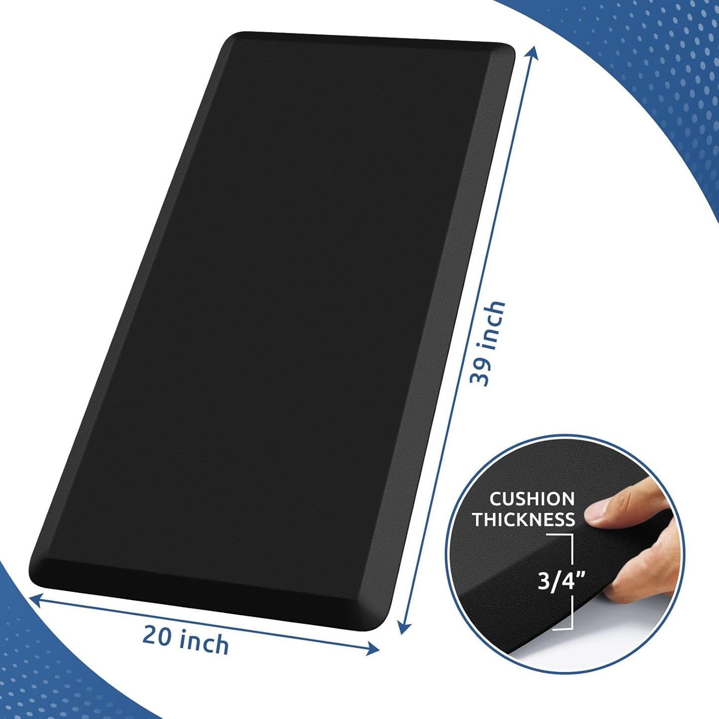 KitchenClouds Kitchen Mat Cushioned Anti Fatigue Rug 17.3"x28" Waterproof, Non Slip, Standing and Comfort Desk/Floor Mats for House Sink Office (Black)