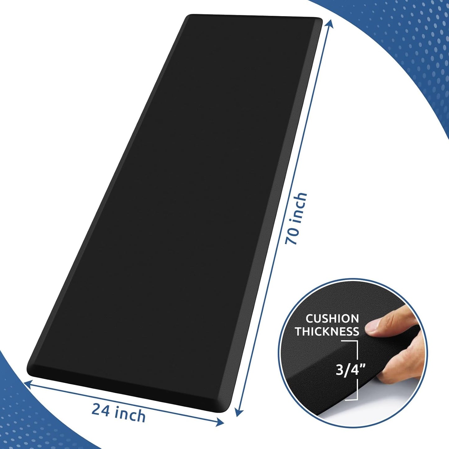 KitchenClouds Kitchen Mat Cushioned Anti Fatigue Rug 17.3"x28" Waterproof, Non Slip, Standing and Comfort Desk/Floor Mats for House Sink Office (Black)