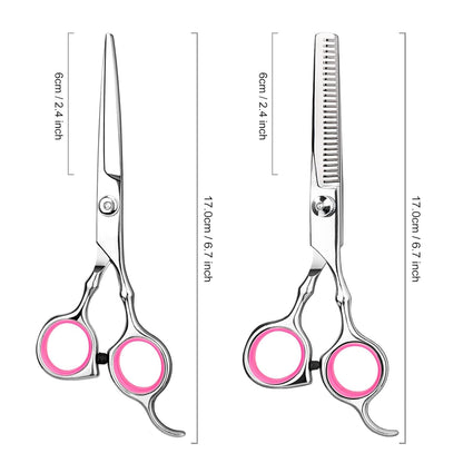 Hair Cutting Scissors Professional Home Haircutting Barber/Salon Thinning Shears Kit with Comb and Case for Men/Women (Silver)