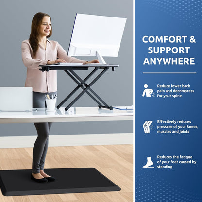 KitchenClouds Kitchen Mat Cushioned Anti Fatigue Rug 17.3"x28" Waterproof, Non Slip, Standing and Comfort Desk/Floor Mats for House Sink Office (Black)