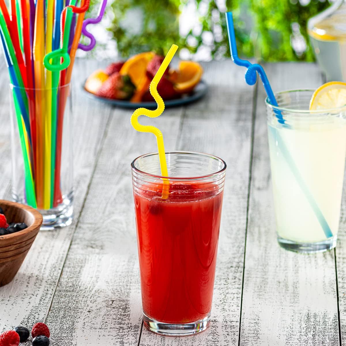 Comfy Package, [100 Count] Jumbo Plastic Smoothie Straws - 8.5" High - Assorted Colors