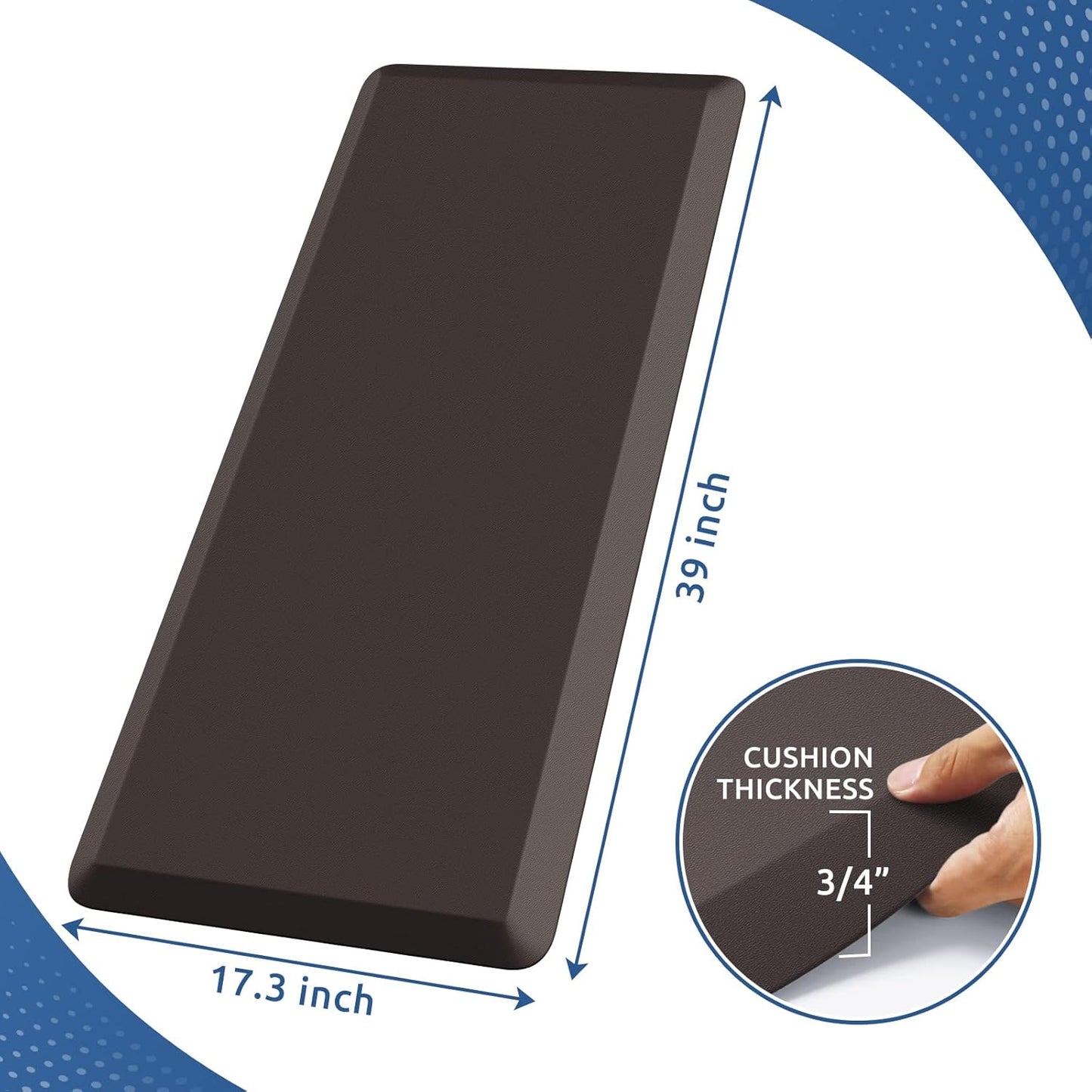 KitchenClouds Kitchen Mat Cushioned Anti Fatigue Rug 17.3"x28" Waterproof, Non Slip, Standing and Comfort Desk/Floor Mats for House Sink Office (Black)