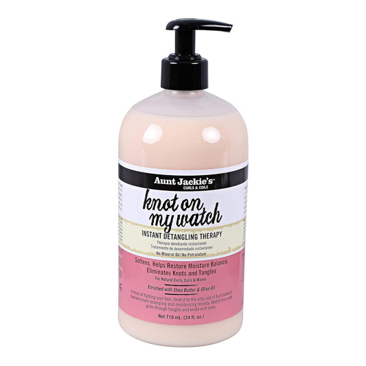 Aunt Jackie's Curls and Coils Knot On My Watch Instant Hair Detangling Therapy for Natural Curls, Coils and Waves, Enriched with Shea Butter, 12 oz