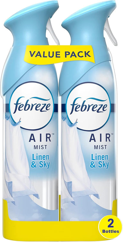 Febreze Air Freshener Spray, Linen & Sky, Odor Eliminator for Strong Odors, 8.8 Oz (2 Count)