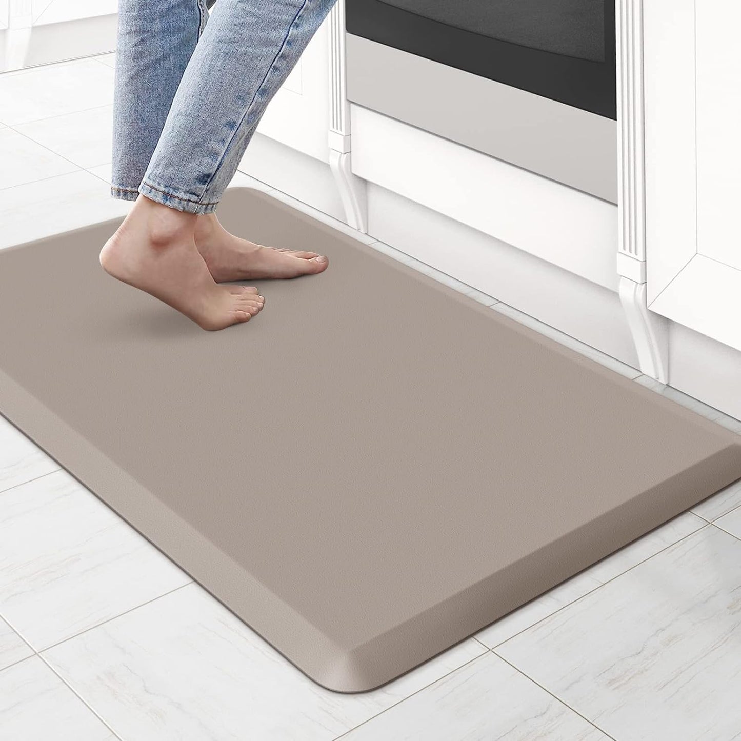 KitchenClouds Kitchen Mat Cushioned Anti Fatigue Rug 17.3"x28" Waterproof, Non Slip, Standing and Comfort Desk/Floor Mats for House Sink Office (Black)
