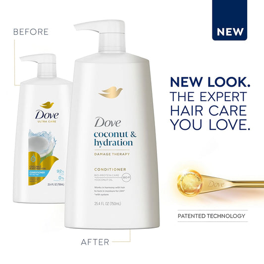 Dove Ultra Care Coconut & Hydration Conditioner for Dry Hair with Jojoba and Sweet Almond Oils, 25.4 oz