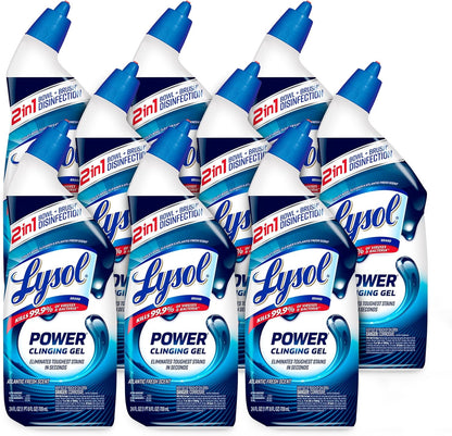 Lysol Power Toilet Bowl Cleaner Gel, For Cleaning and Disinfecting, Stain Removal, 24oz ,9 Ct , (Packaging May Vary)