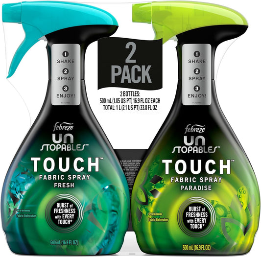 Febreze Unstopables Touch Fabric Spray and Odor Fighter, Fresh & Breeze, 16.9 oz, Pack of 2