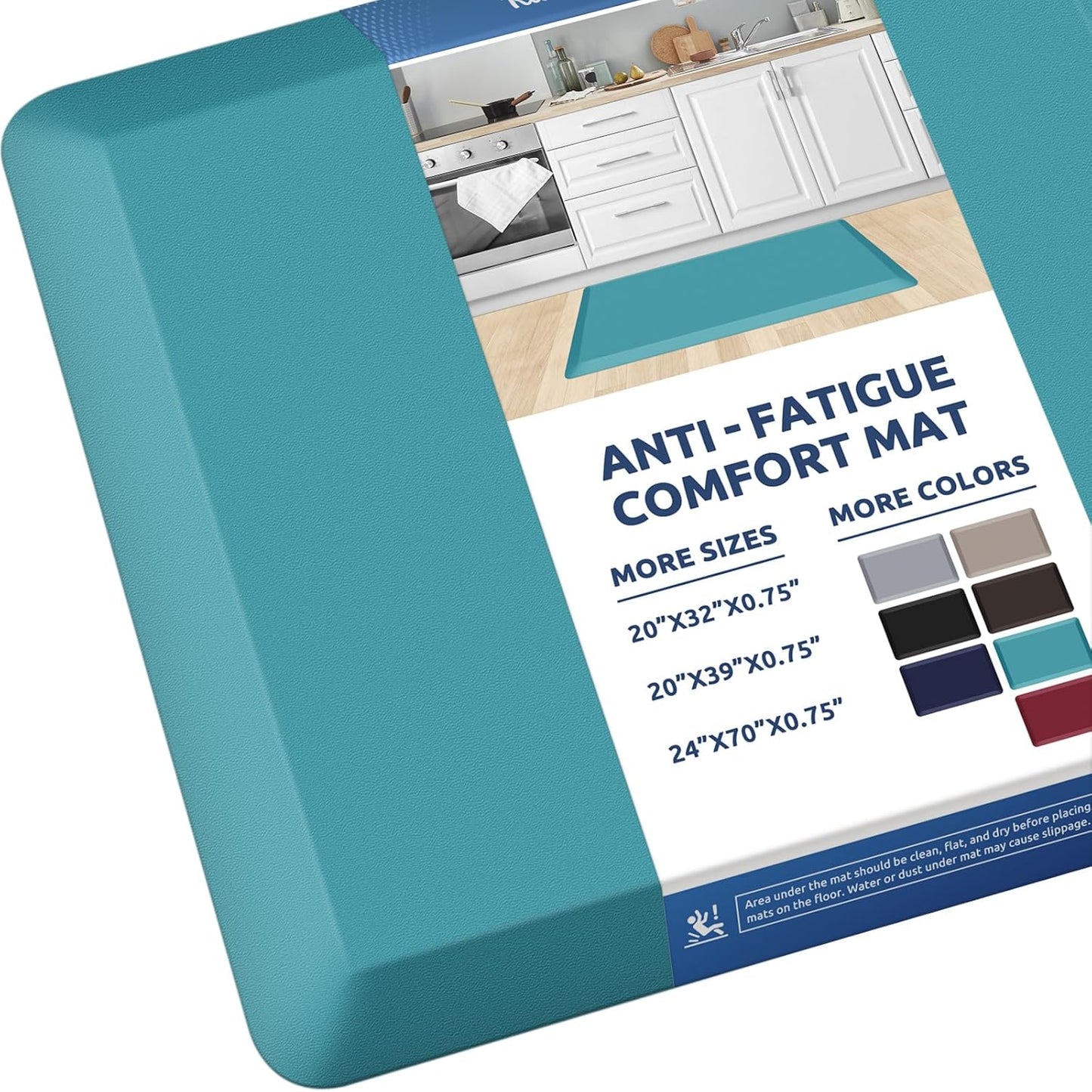 KitchenClouds Kitchen Mat Cushioned Anti Fatigue Rug 17.3"x28" Waterproof, Non Slip, Standing and Comfort Desk/Floor Mats for House Sink Office (Black)