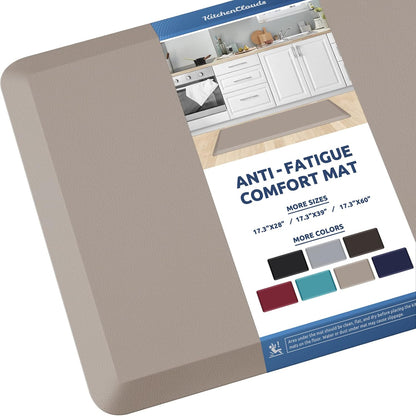 KitchenClouds Kitchen Mat Cushioned Anti Fatigue Rug 17.3"x28" Waterproof, Non Slip, Standing and Comfort Desk/Floor Mats for House Sink Office (Black)