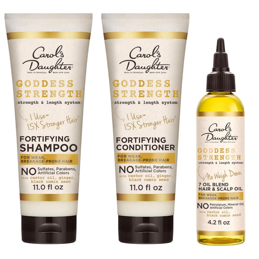 Carol's Daughter Goddess Strength Ultra Shield Pre Poo Hair Treatment for Wavy, Coily and Curly Hair, Protective Hair Detangler with Castor Oil for Weak Hair, 10.2 Fl Oz