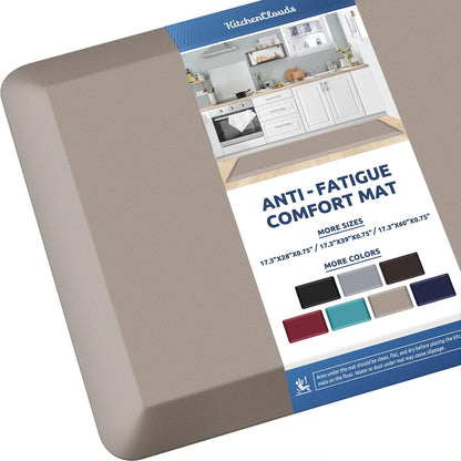 KitchenClouds Kitchen Mat Cushioned Anti Fatigue Rug 17.3"x28" Waterproof, Non Slip, Standing and Comfort Desk/Floor Mats for House Sink Office (Black)