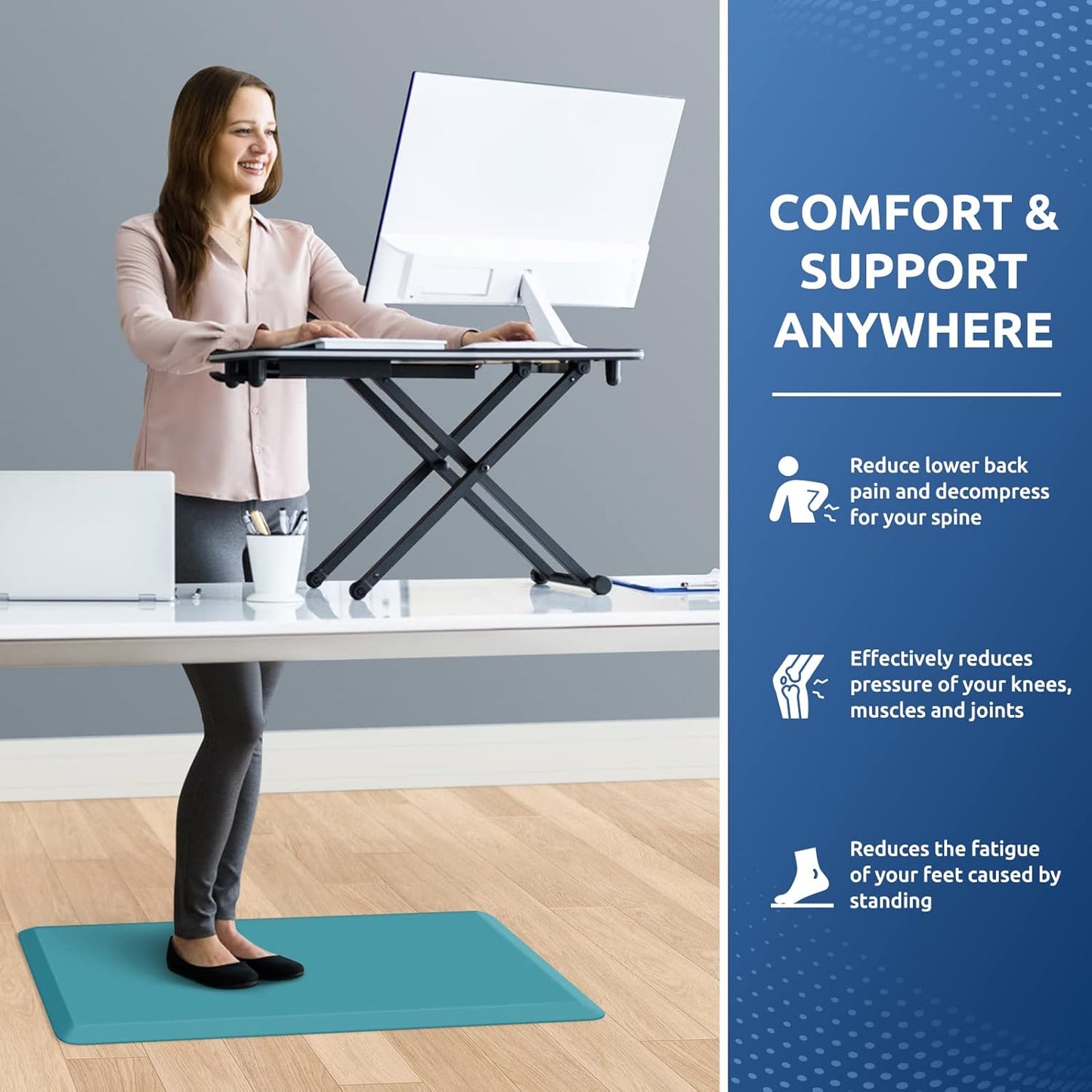 KitchenClouds Kitchen Mat Cushioned Anti Fatigue Rug 17.3"x28" Waterproof, Non Slip, Standing and Comfort Desk/Floor Mats for House Sink Office (Black)