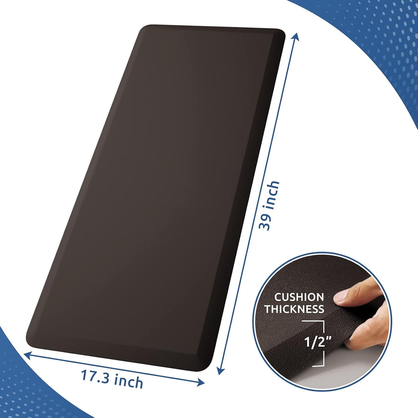 KitchenClouds Kitchen Mat Cushioned Anti Fatigue Rug 17.3"x28" Waterproof, Non Slip, Standing and Comfort Desk/Floor Mats for House Sink Office (Black)