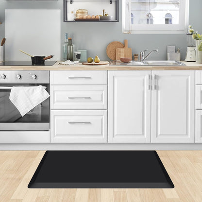 KitchenClouds Kitchen Mat Cushioned Anti Fatigue Rug 17.3"x28" Waterproof, Non Slip, Standing and Comfort Desk/Floor Mats for House Sink Office (Black)