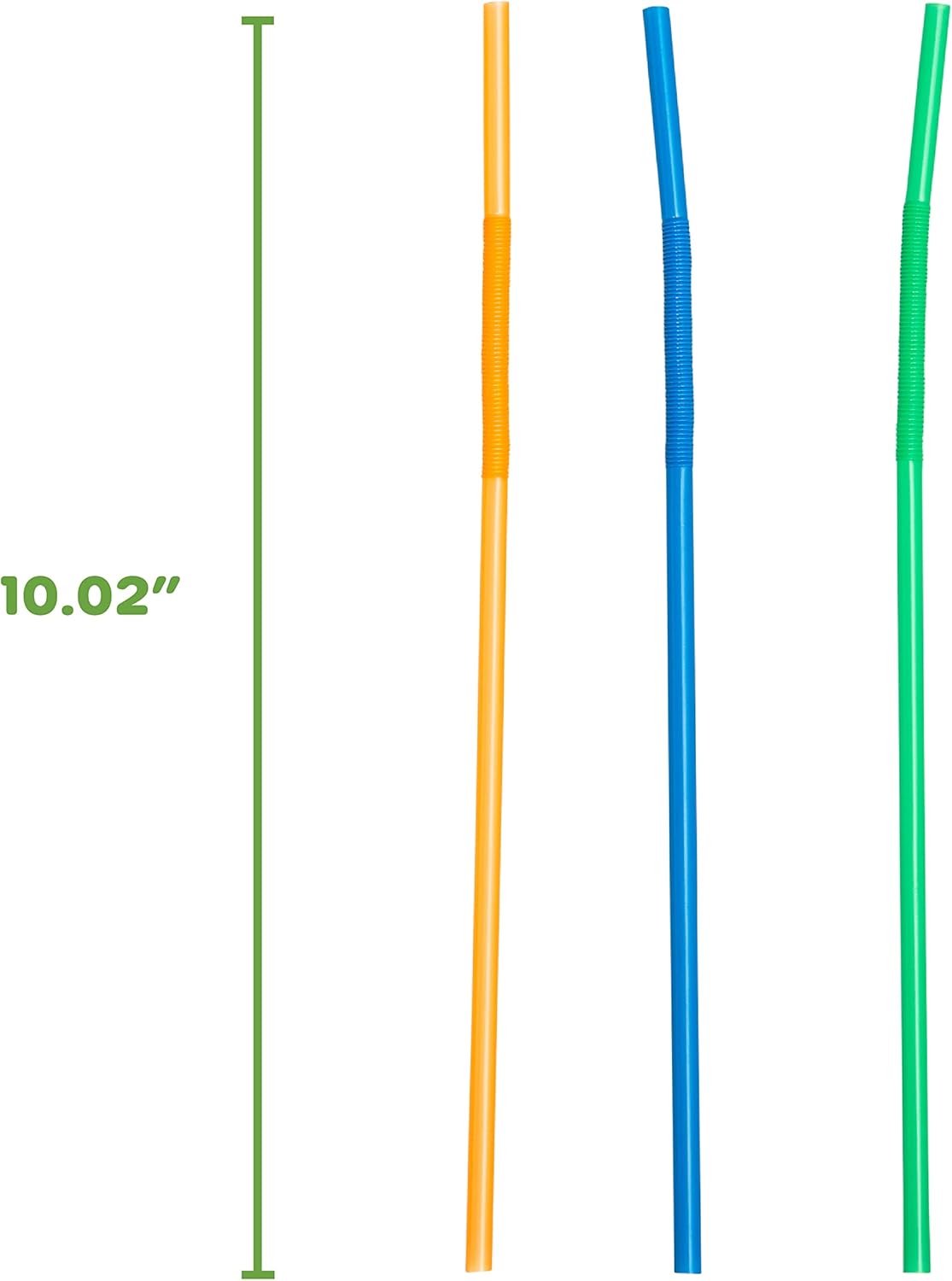 Comfy Package, [100 Count] Jumbo Plastic Smoothie Straws - 8.5" High - Assorted Colors