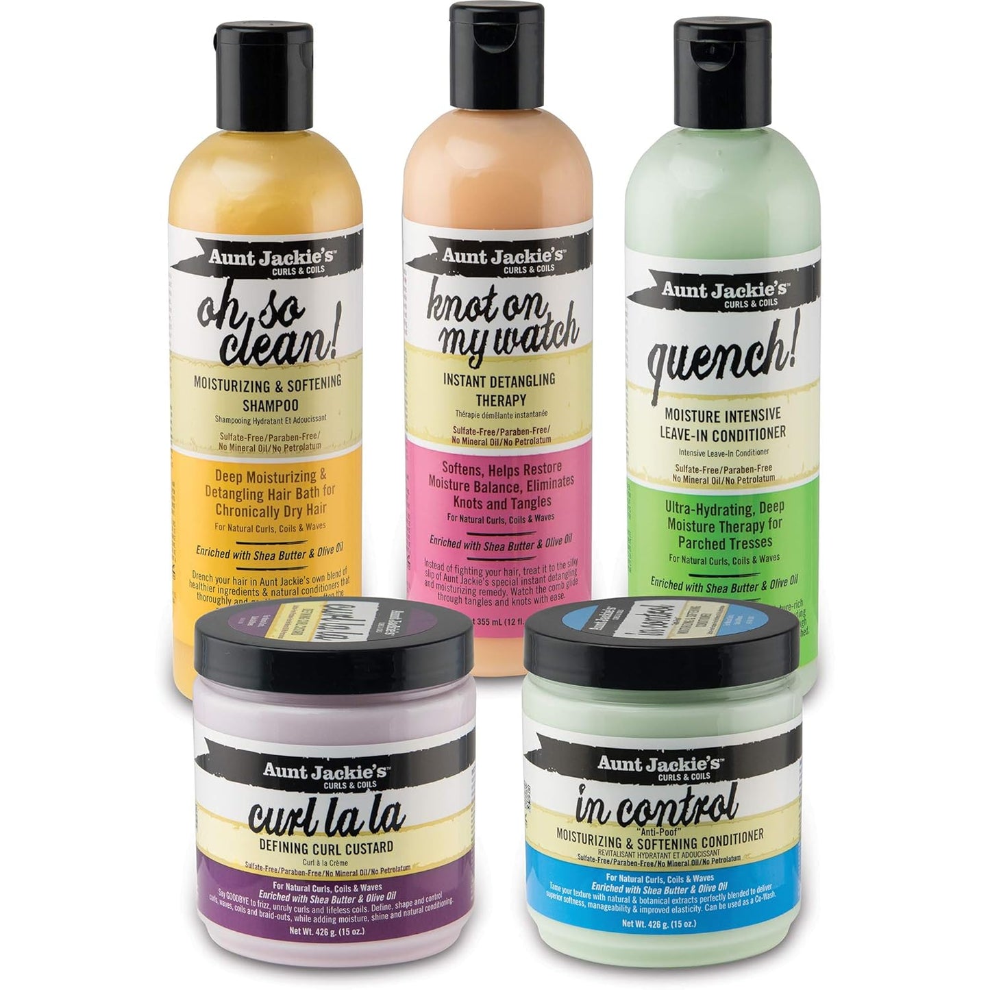 Aunt Jackie's Curls and Coils Knot On My Watch Instant Hair Detangling Therapy for Natural Curls, Coils and Waves, Enriched with Shea Butter, 12 oz