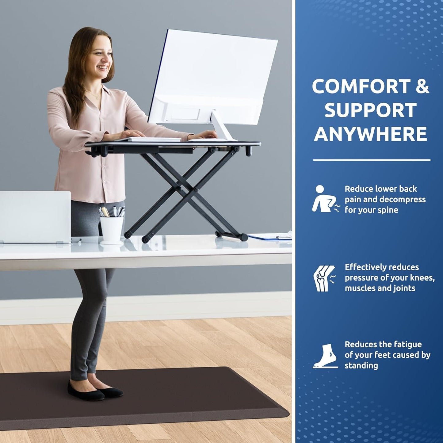 KitchenClouds Kitchen Mat Cushioned Anti Fatigue Rug 17.3"x28" Waterproof, Non Slip, Standing and Comfort Desk/Floor Mats for House Sink Office (Black)