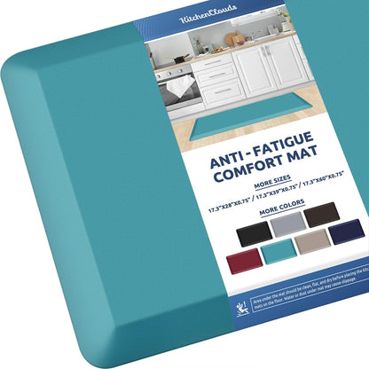 KitchenClouds Kitchen Mat Cushioned Anti Fatigue Rug 17.3"x28" Waterproof, Non Slip, Standing and Comfort Desk/Floor Mats for House Sink Office (Black)
