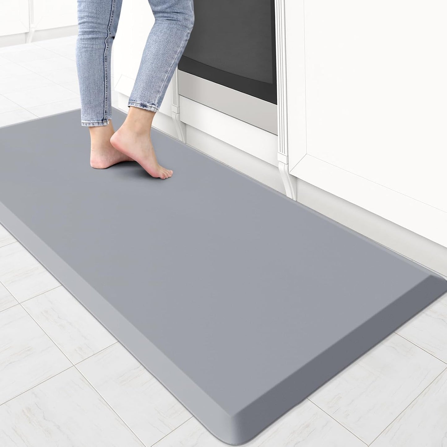 KitchenClouds Kitchen Mat Cushioned Anti Fatigue Rug 17.3"x28" Waterproof, Non Slip, Standing and Comfort Desk/Floor Mats for House Sink Office (Black)