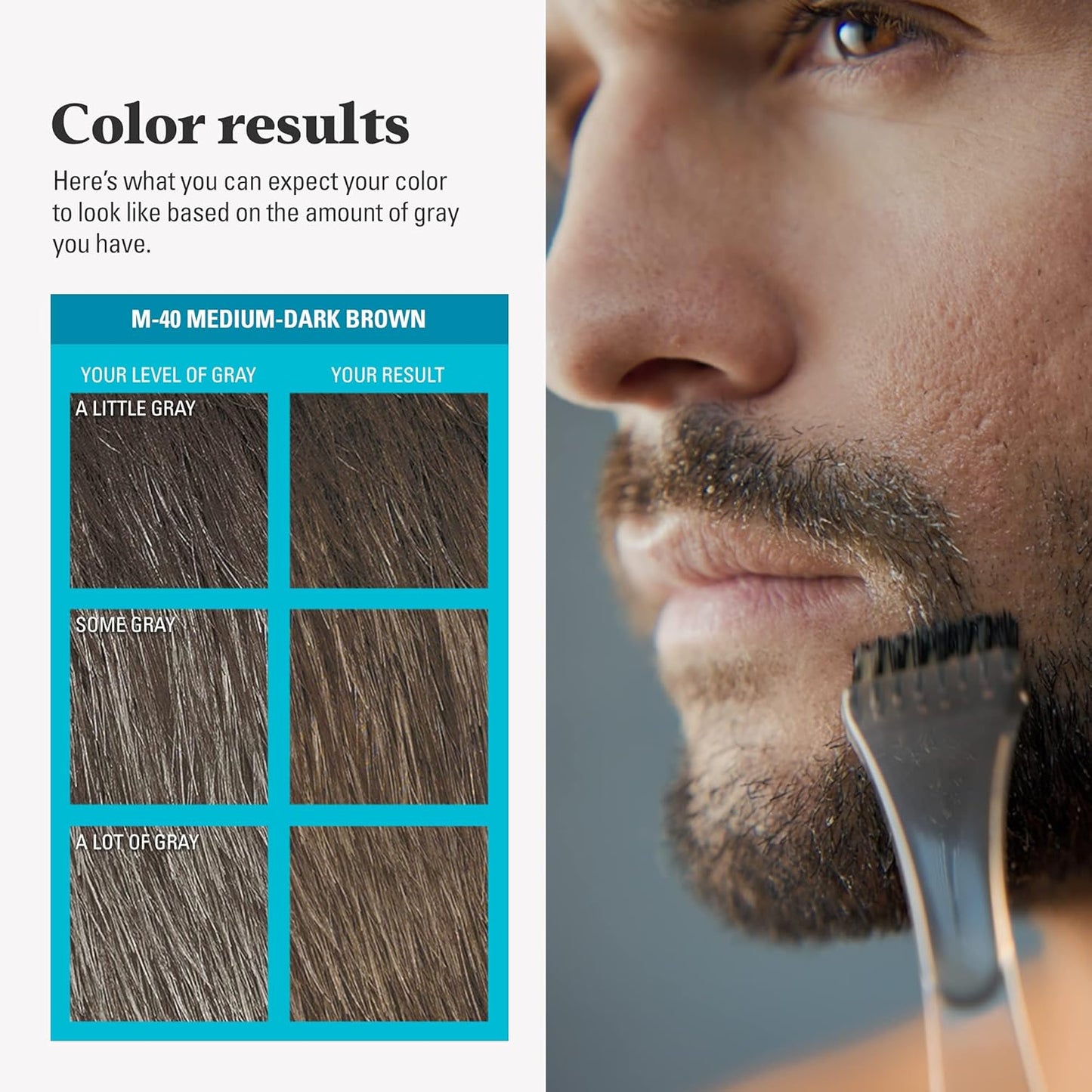 Just For Men Mustache & Beard, Beard Dye for Men with Brush Included for Easy Application, With Biotin Aloe and Coconut Oil for Healthy Facial Hair - Medium Brown, M-35, Pack of 1