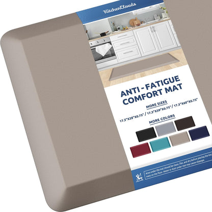 KitchenClouds Kitchen Mat Cushioned Anti Fatigue Rug 17.3"x28" Waterproof, Non Slip, Standing and Comfort Desk/Floor Mats for House Sink Office (Black)
