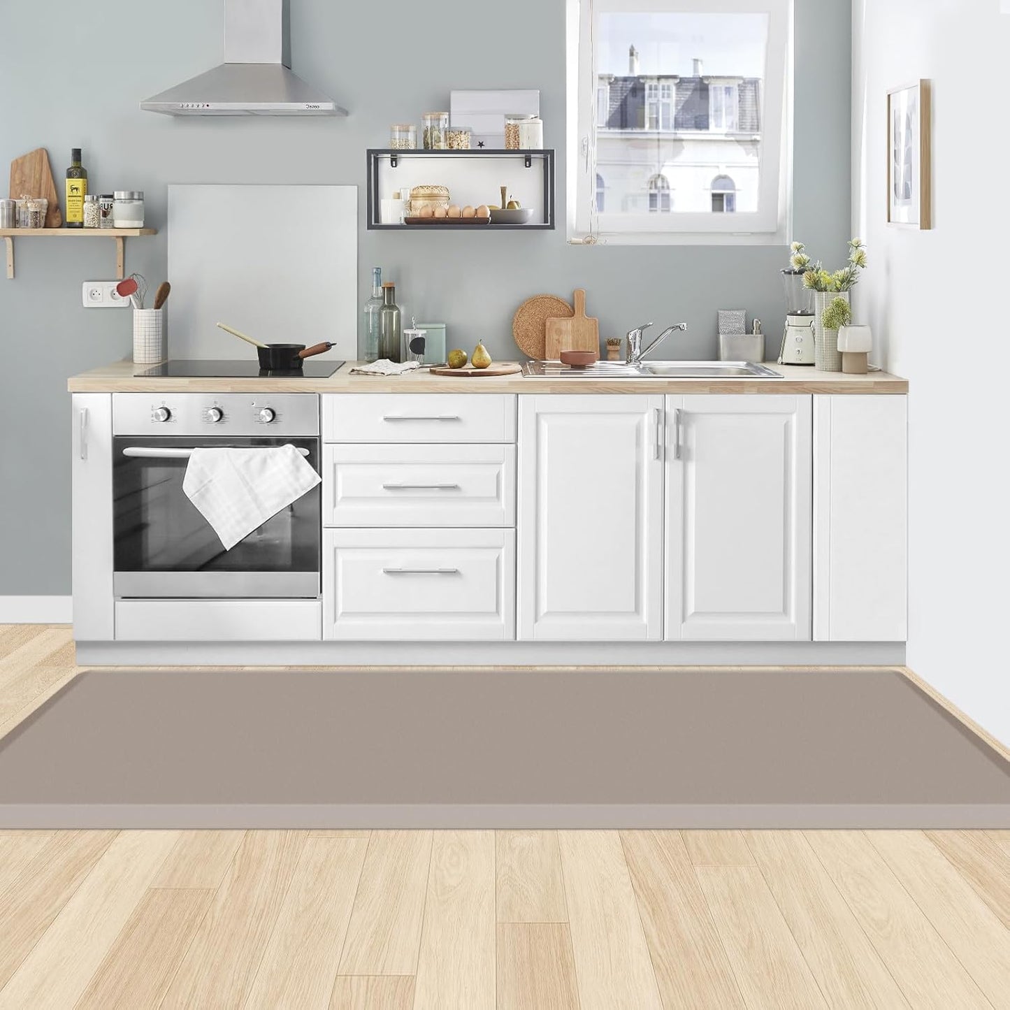KitchenClouds Kitchen Mat Cushioned Anti Fatigue Rug 17.3"x28" Waterproof, Non Slip, Standing and Comfort Desk/Floor Mats for House Sink Office (Black)