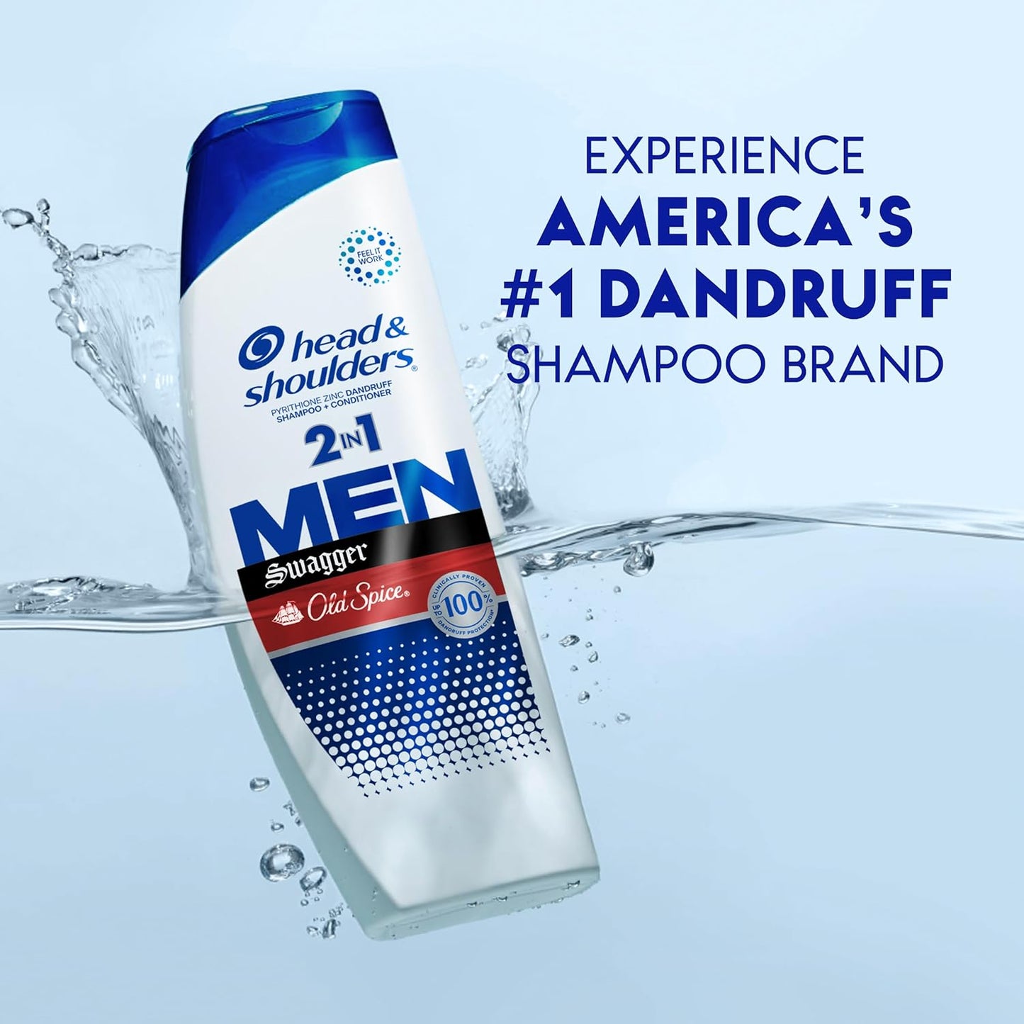 Head & Shoulders Mens 2 in 1 Dandruff Shampoo and Conditioner, Anti-Dandruff Treatment, Old Spice Swagger for Daily Use, Paraben Free, 31.4oz, 2 PACK