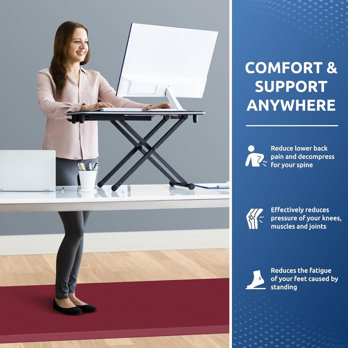 KitchenClouds Kitchen Mat Cushioned Anti Fatigue Rug 17.3"x28" Waterproof, Non Slip, Standing and Comfort Desk/Floor Mats for House Sink Office (Black)