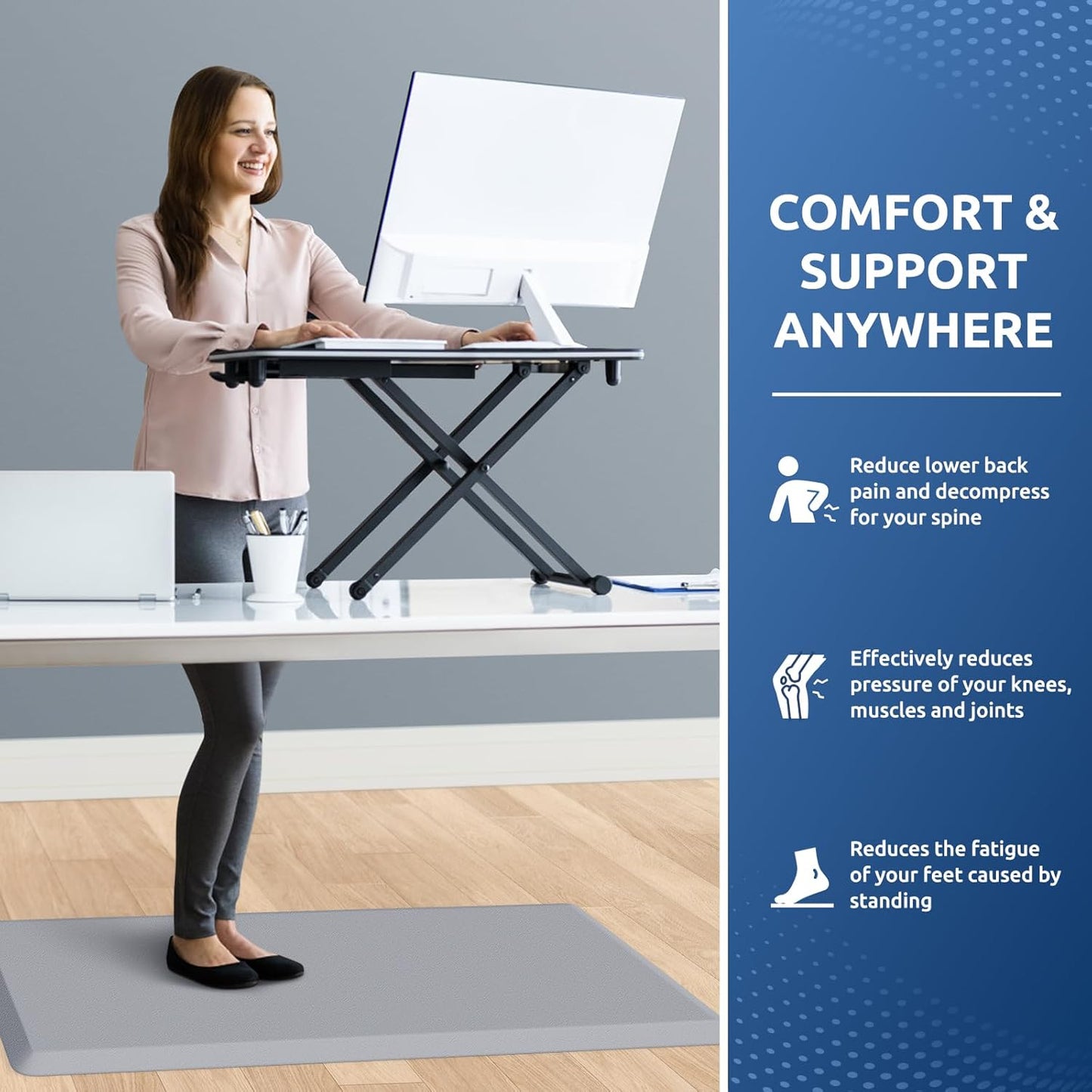 KitchenClouds Kitchen Mat Cushioned Anti Fatigue Rug 17.3"x28" Waterproof, Non Slip, Standing and Comfort Desk/Floor Mats for House Sink Office (Black)