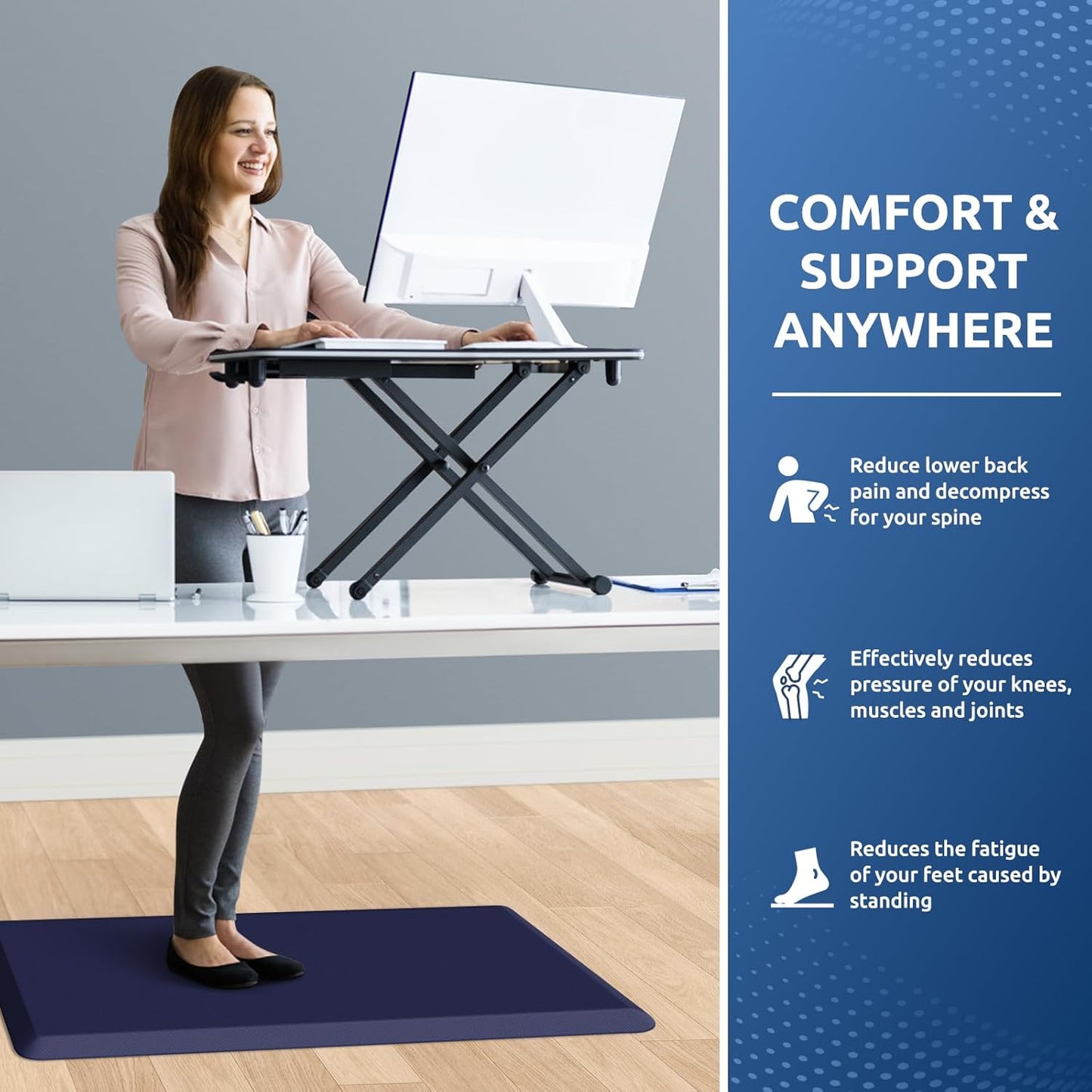 KitchenClouds Kitchen Mat Cushioned Anti Fatigue Rug 17.3"x28" Waterproof, Non Slip, Standing and Comfort Desk/Floor Mats for House Sink Office (Black)