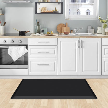 KitchenClouds Kitchen Mat Cushioned Anti Fatigue Rug 17.3"x28" Waterproof, Non Slip, Standing and Comfort Desk/Floor Mats for House Sink Office (Black)