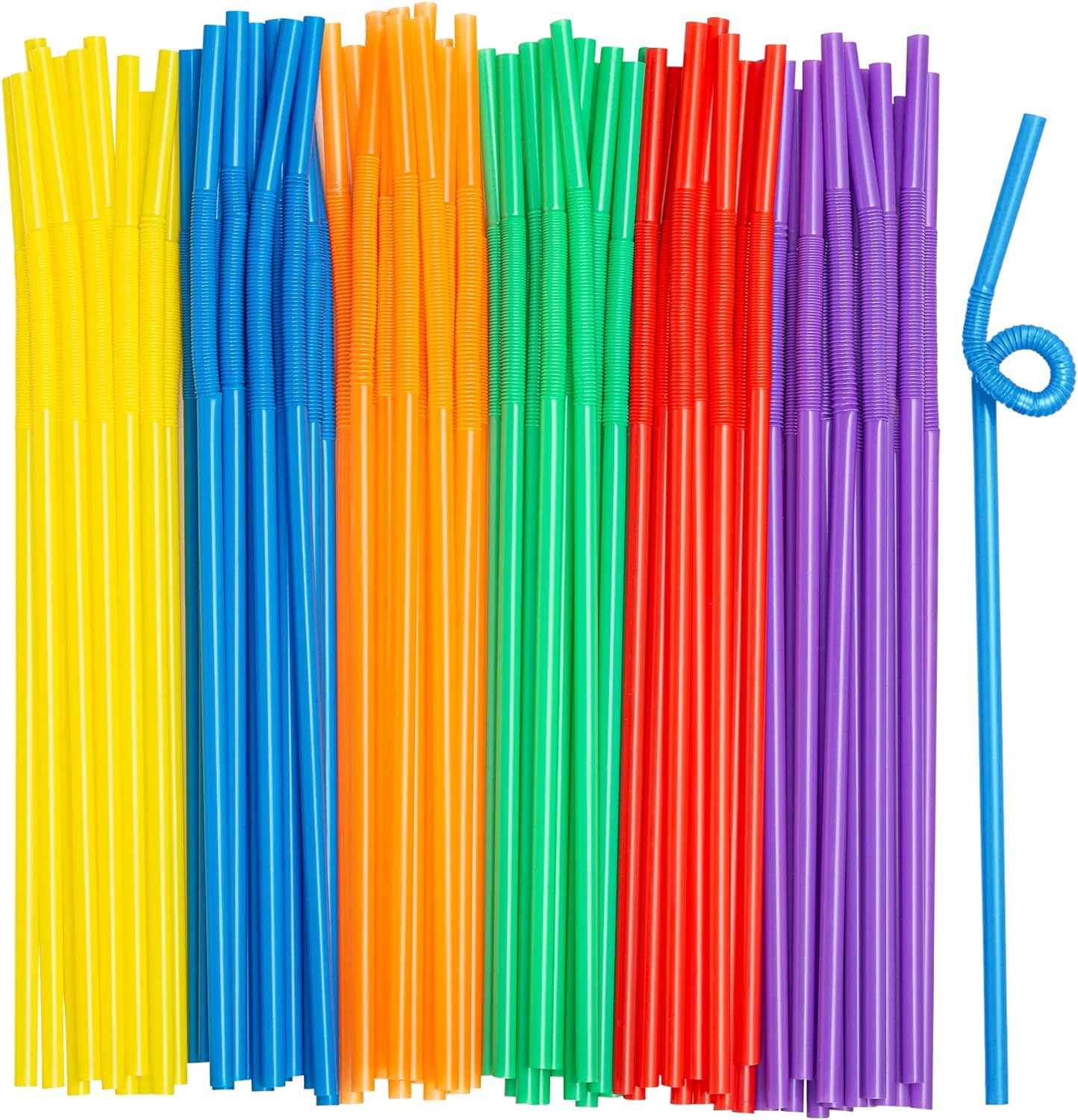 Comfy Package, [100 Count] Jumbo Plastic Smoothie Straws - 8.5" High - Assorted Colors
