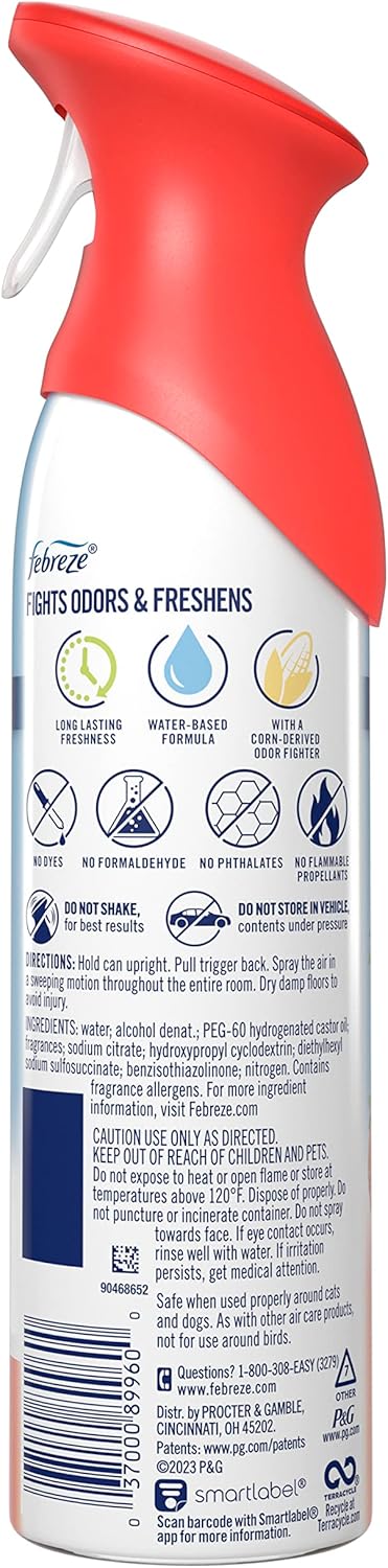 Febreze Air Freshener Spray, Linen & Sky, Odor Eliminator for Strong Odors, 8.8 Oz (2 Count)
