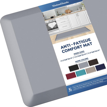 KitchenClouds Kitchen Mat Cushioned Anti Fatigue Rug 17.3"x28" Waterproof, Non Slip, Standing and Comfort Desk/Floor Mats for House Sink Office (Black)