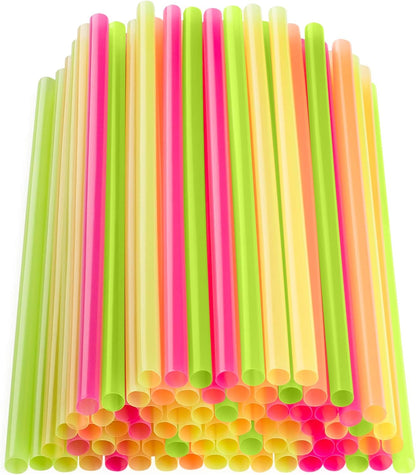 Comfy Package, [100 Count] Jumbo Plastic Smoothie Straws - 8.5" High - Assorted Colors